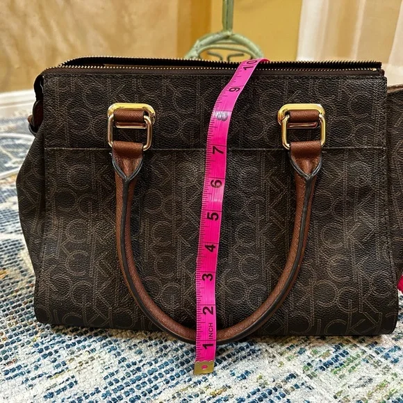 Calvin Klein Dark Brown Monogram Satchel - Picture 3 of 7